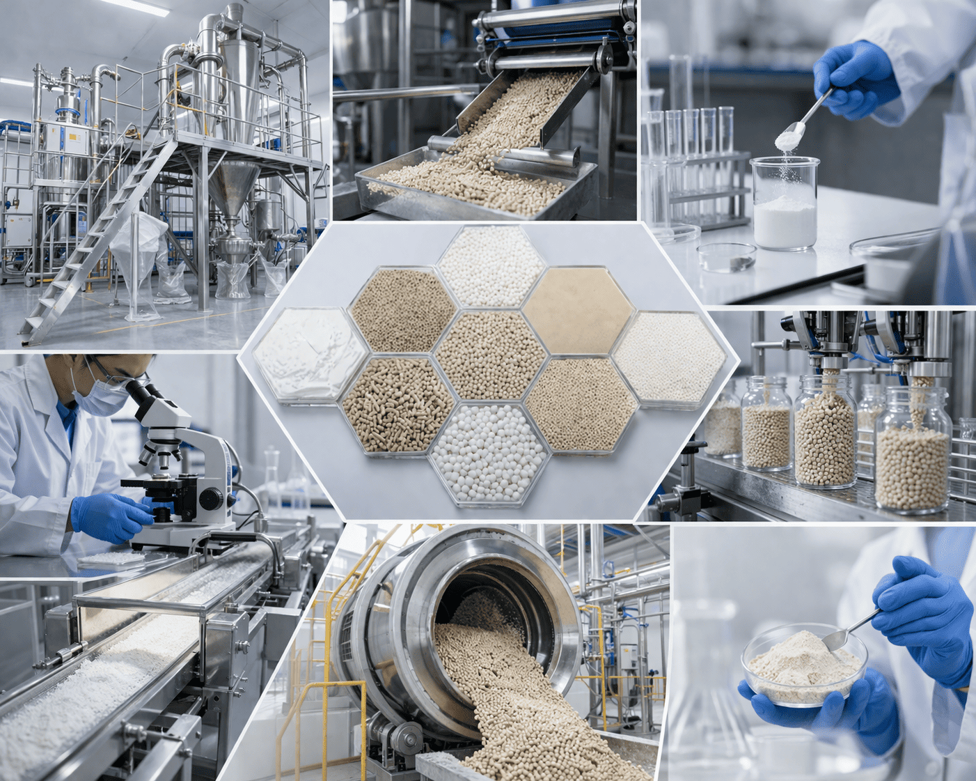 Jalon factory and production: process equipment, laboratory analysis, and finished molecular sieve grades
